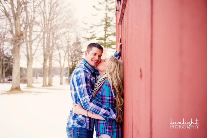 romantic kiss for engagement photos