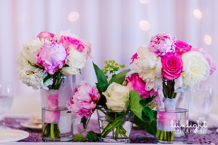 bridal bouquets at table