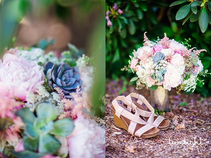 bridal bouquet and shoes