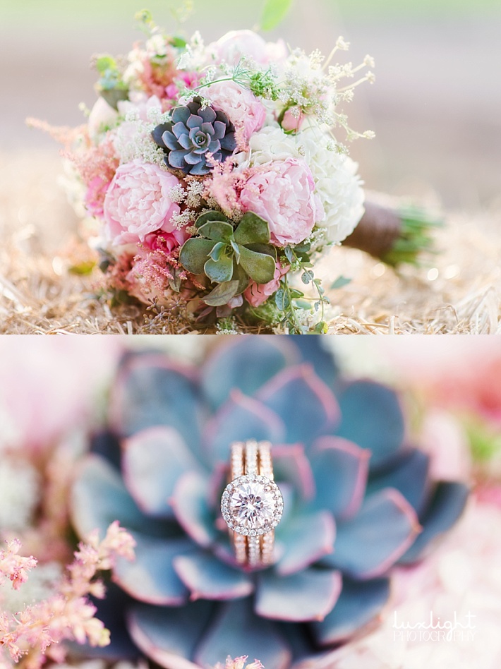 floral bouquet with wedding ring