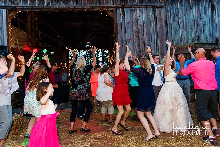 dancing at vintage barn wedding reception 
