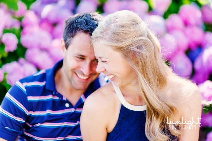 engagement photography in pink flowers