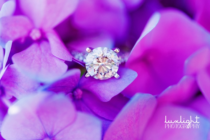 engagement ring in wild flowers