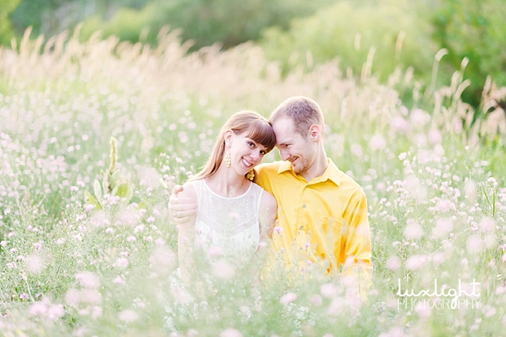 engagement shoot in wild flowers