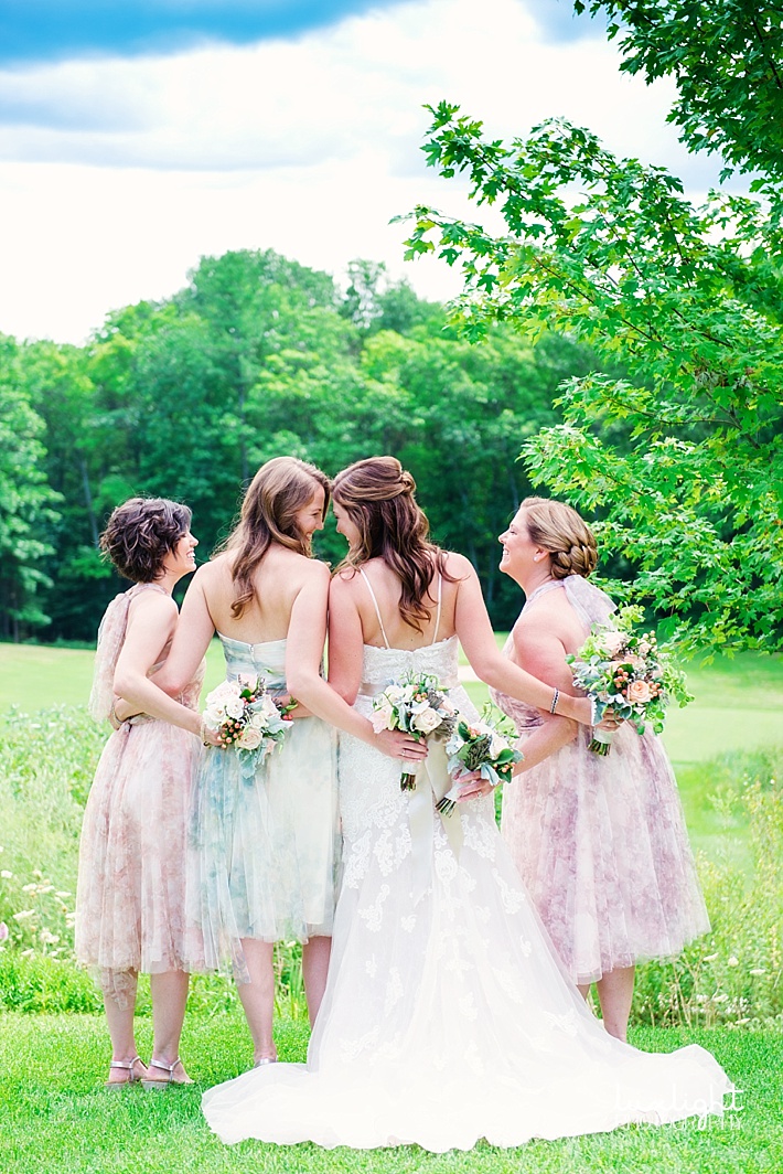 portraits of bride with her bridesmaids