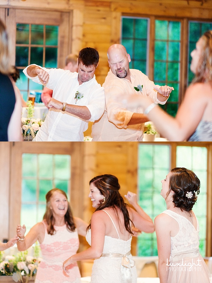 dancing in cabin at wedding reception