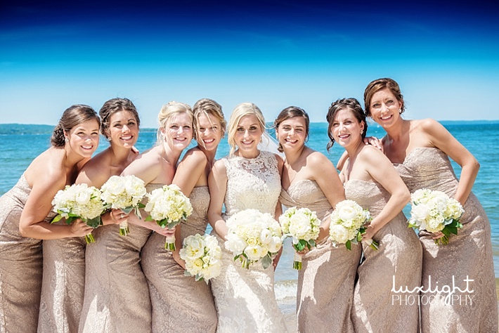 wedding with peony bouquet at beach