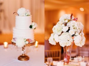 white peony and wedding cake