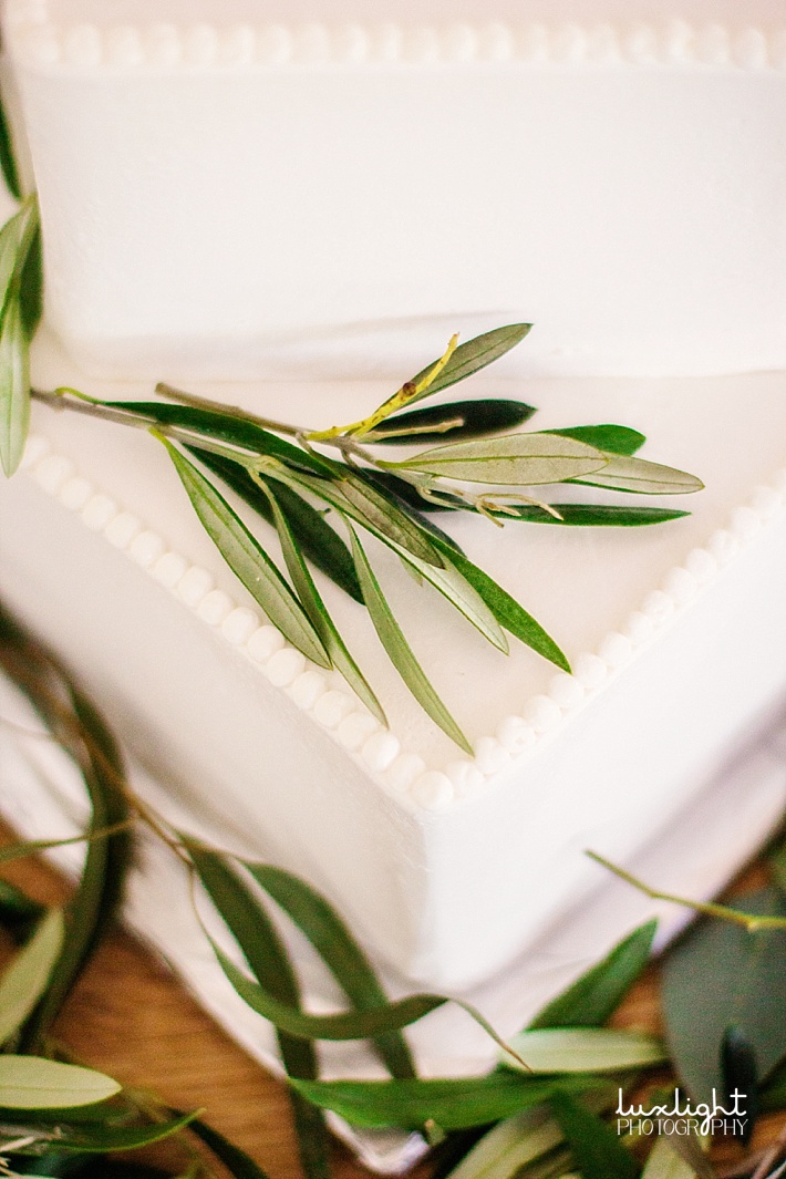 wedding cake and olive branch