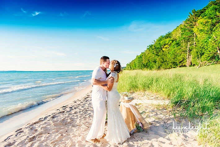 beach wedding on lake michigan