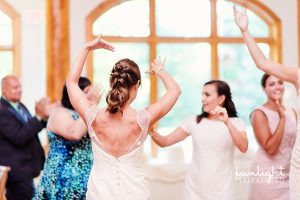 bride joins dance party at wedding