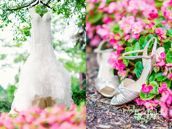lace wedding dress and matching shoes